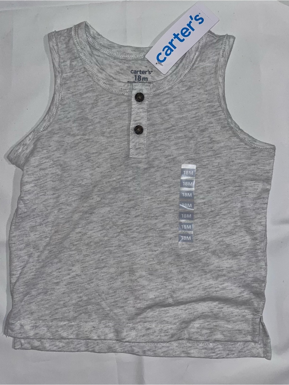 NWT Carter's Henley Tank Top 18M Gray